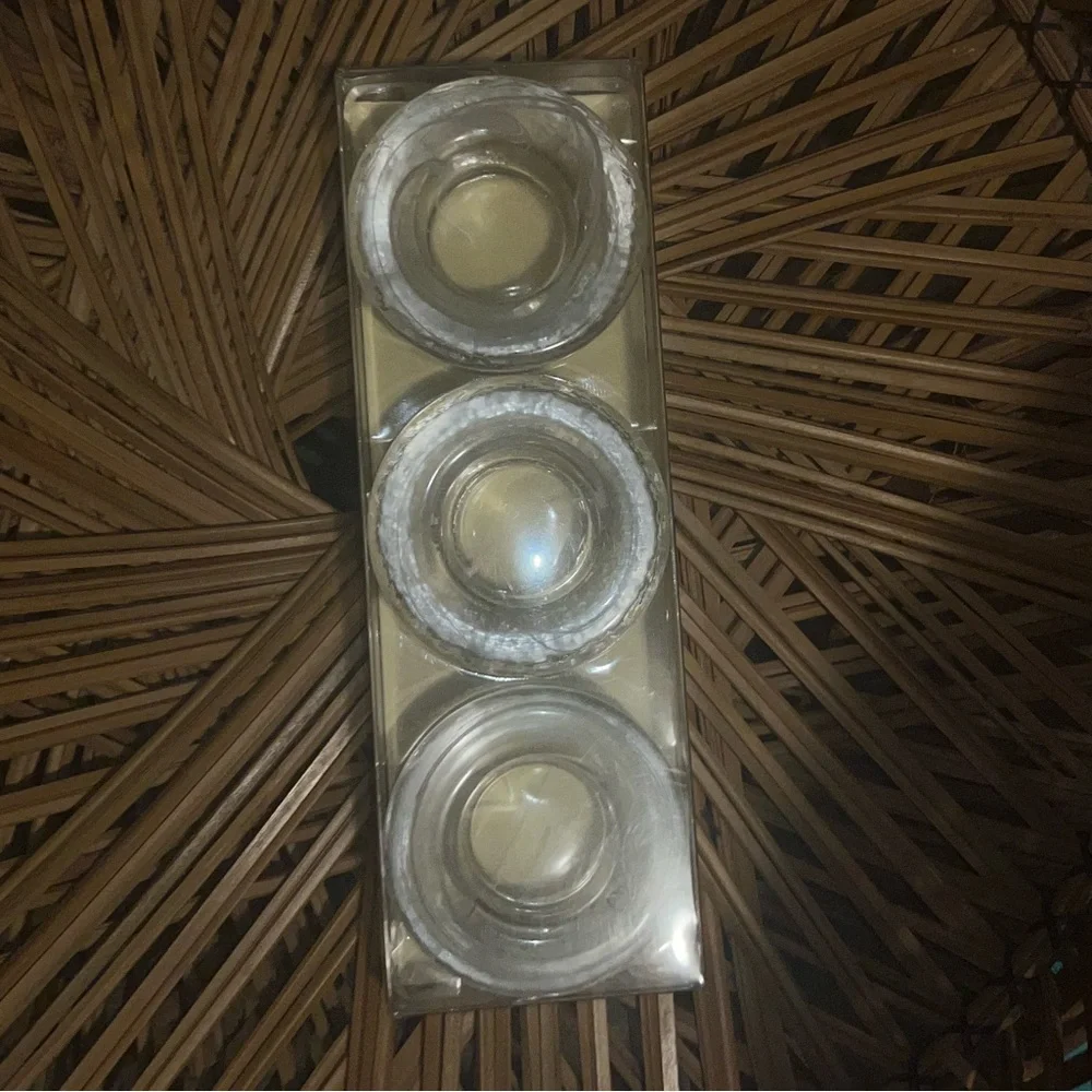 Pier 1 Imports Minimalist Round Brand New Glass Marbled Tea Light Candle Holders